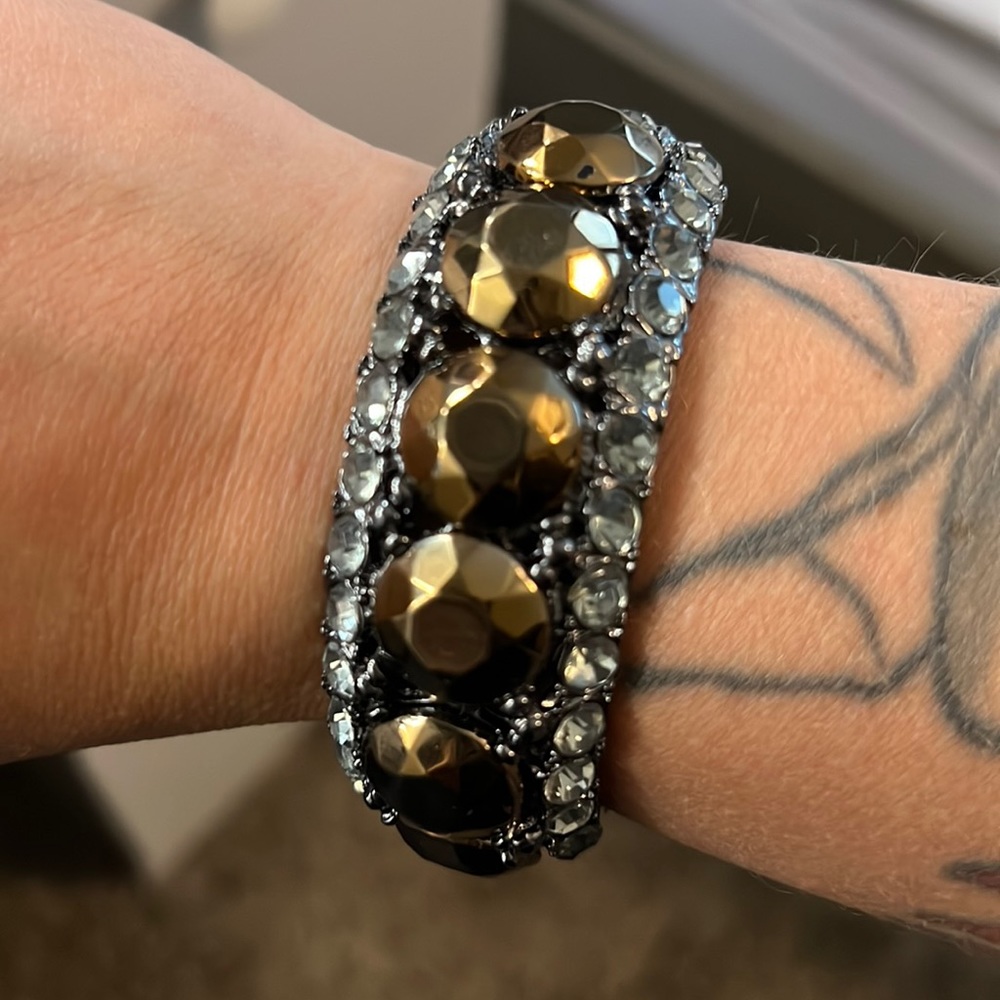 Bracelet cuff with rhinestones